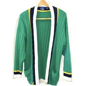 EP Pro Green Open-Front Cardigan with Navy, White & Yellow Trim